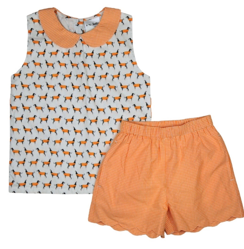 The Cumberland Coonhound Gingham Set with Scalloped Shorts