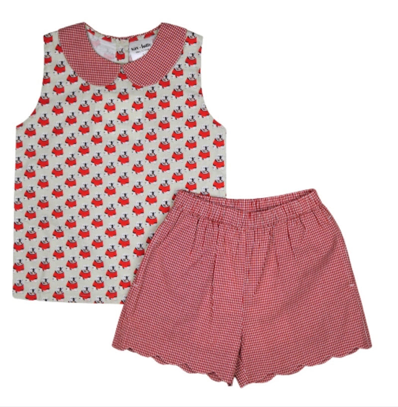 The Milledge Bulldog Set with Gingham Scalloped Shorts 2023